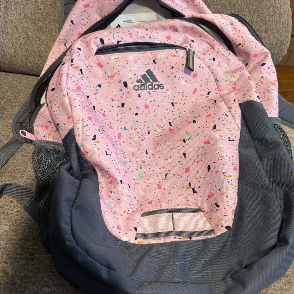 Adidas Pink and Gray Sporty Backpack